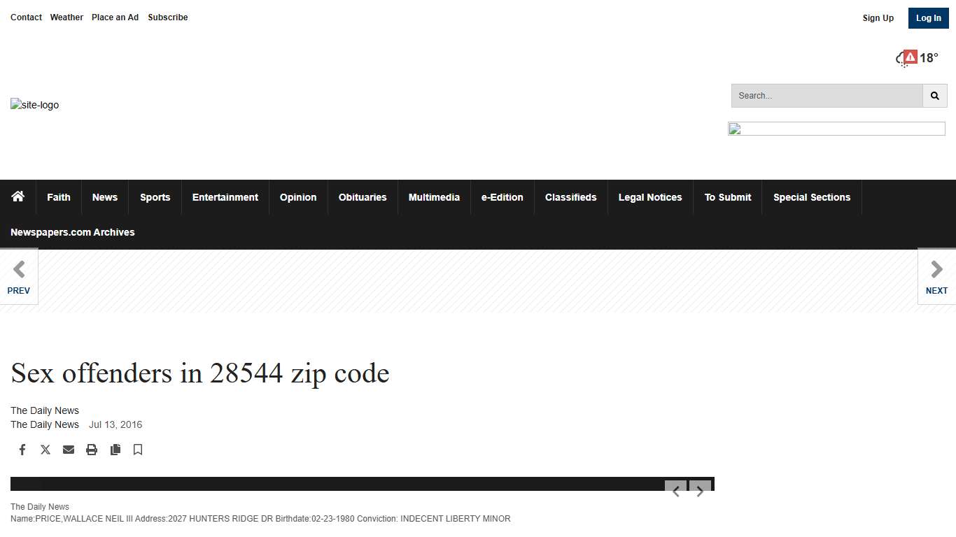 Sex offenders in 28544 zip code News jdnews.com