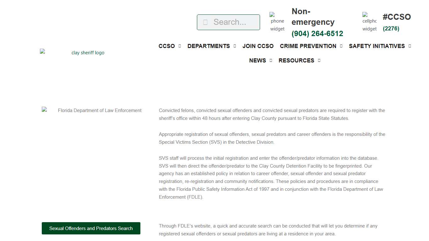 Sex Offender Search Clay County Sheriff’s Office